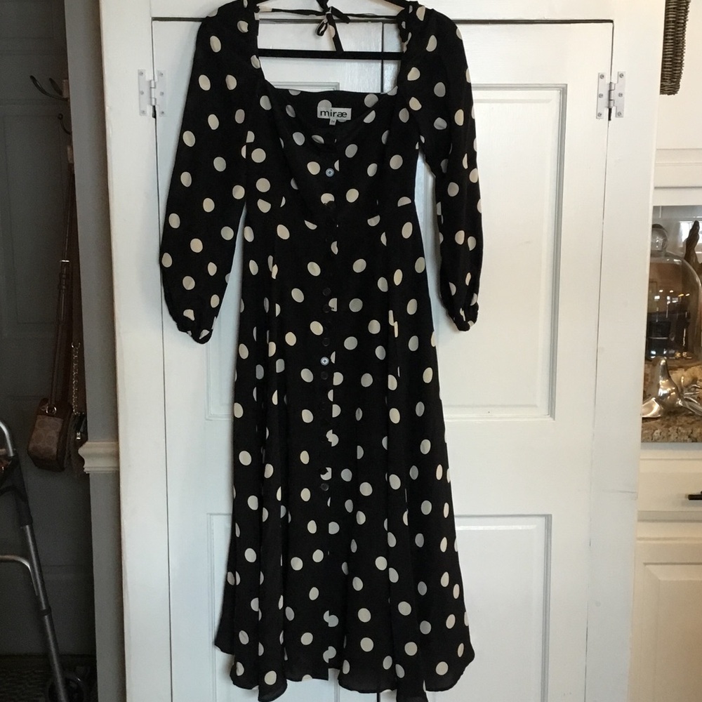 Mirae Black Polka Dot  Dress 100% Silk